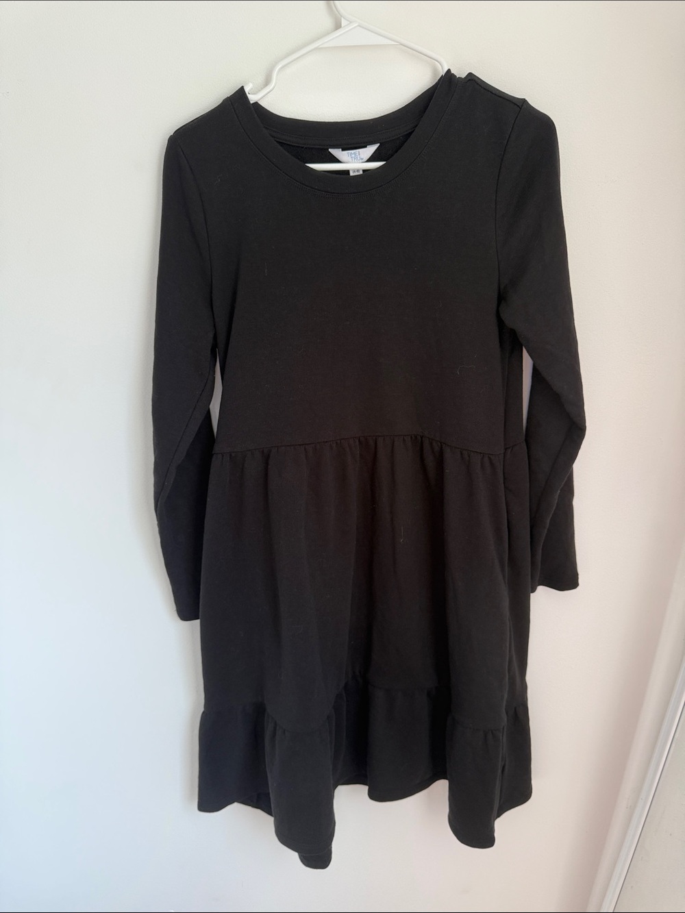 Classic Black Long-Sleeve Tiered Kids Dress